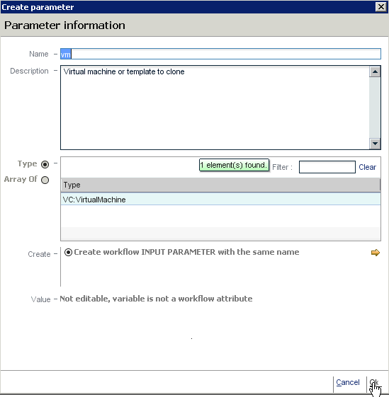 vCO Create VM Parameter